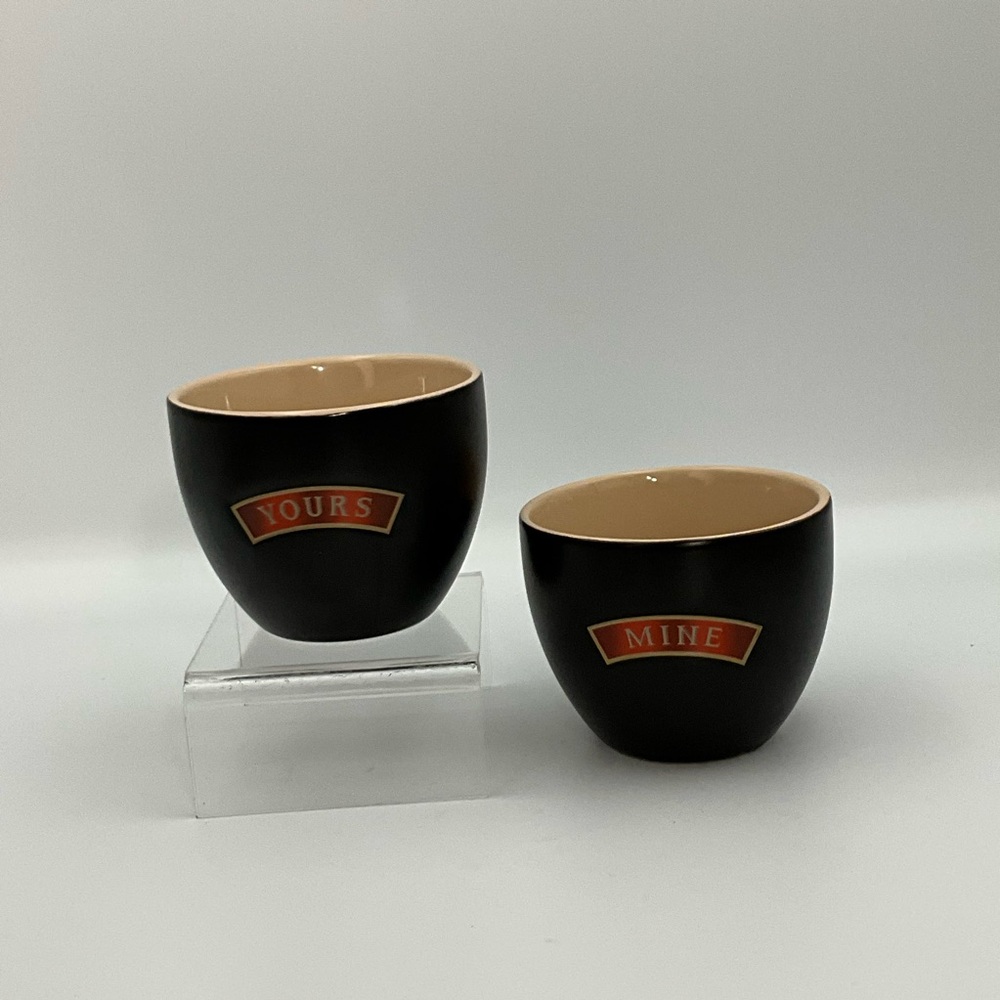 Expresso Cups Two “Yours”& “Mine” Black and Tan